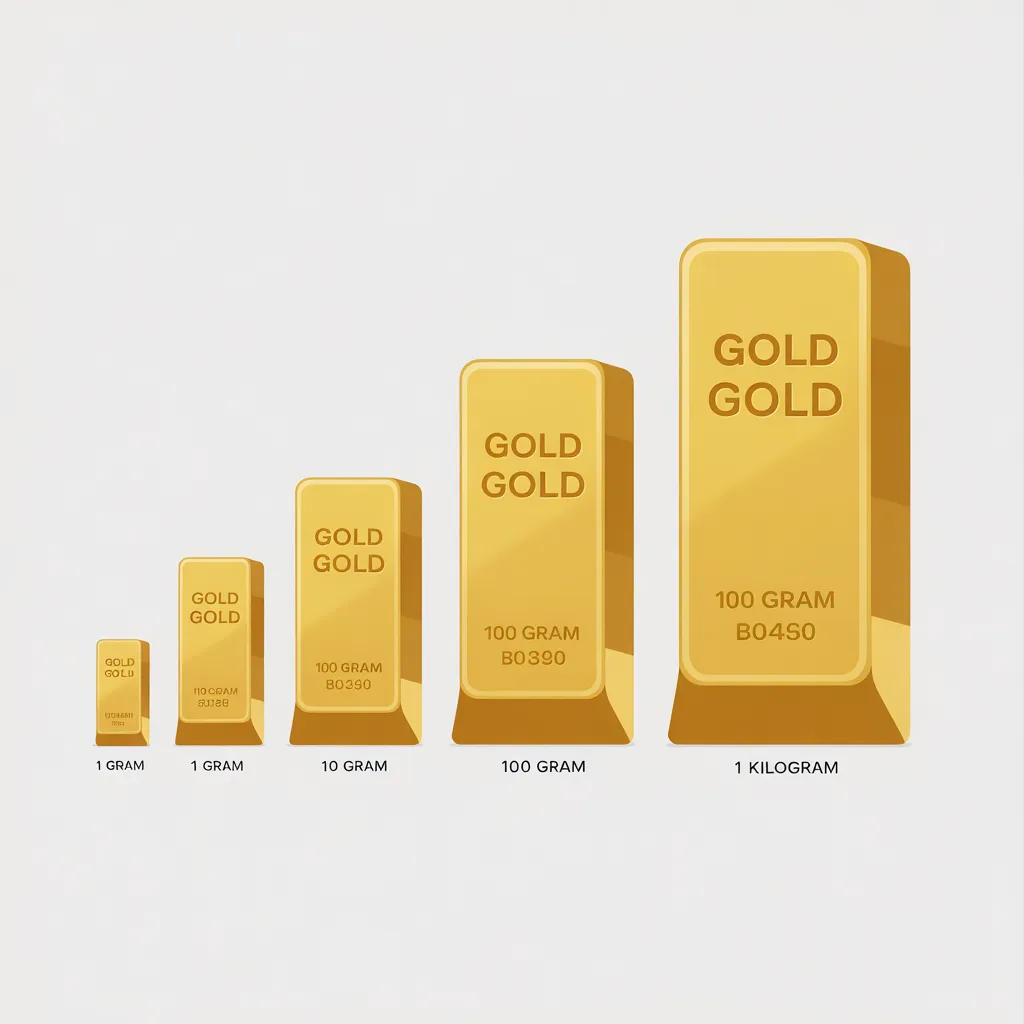 Gold bar sizes and weights comparison