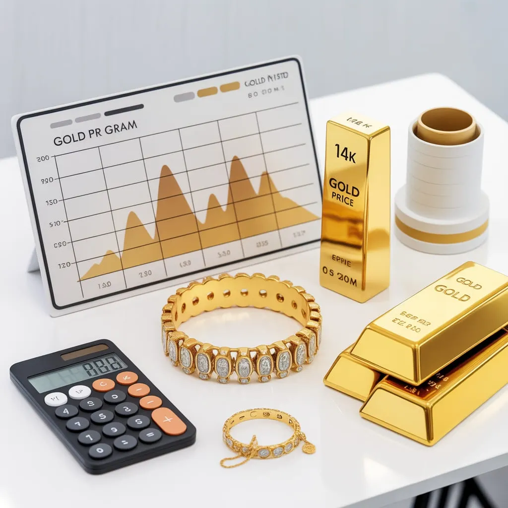 14K gold price per gram calculation illustration