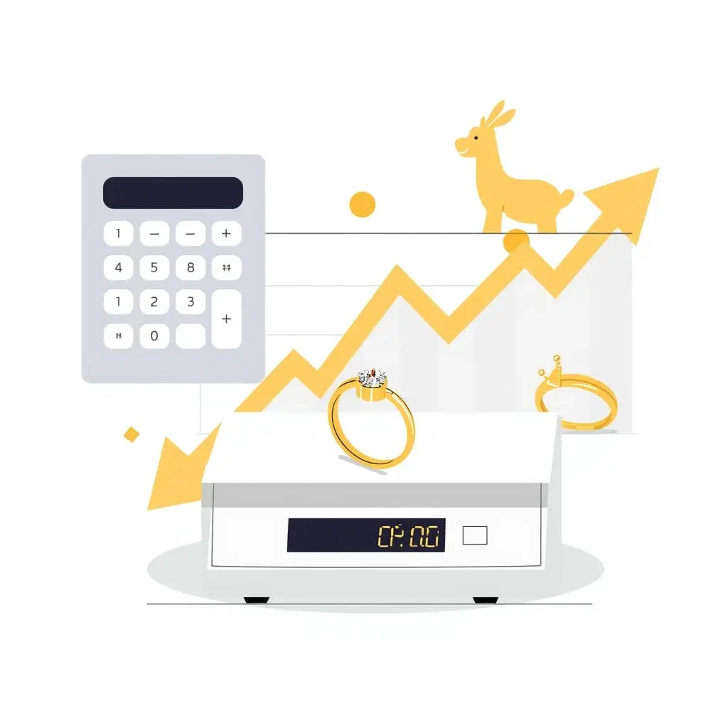 Gold ring value calculation on scale