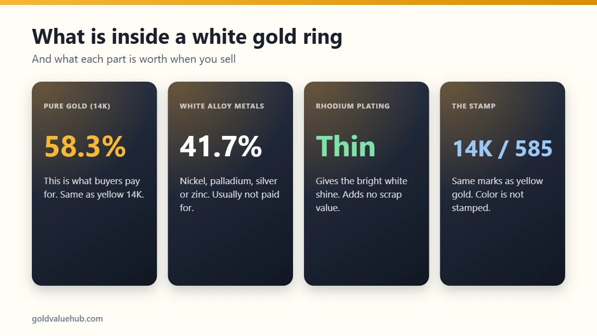 What is inside white gold and how each part affects white gold value